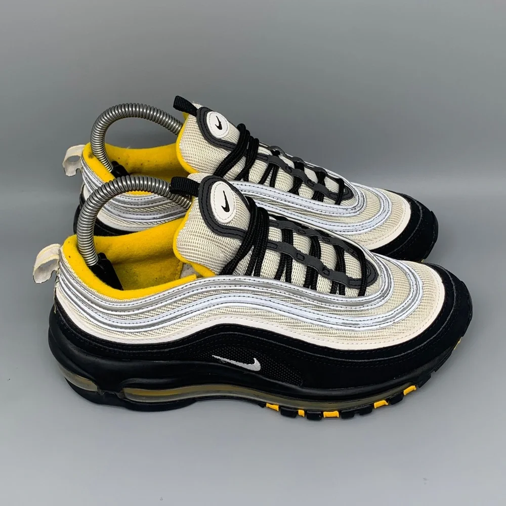 Nike Air Max 97 Black Yellow Running Shoes 921522-005 Men’s Sz 6Y Women's Sz 7.5